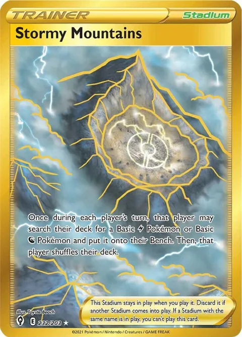 Stormy Mountains Secret Rare #232/203 Holofoil Pokémon card from Evolving Skies