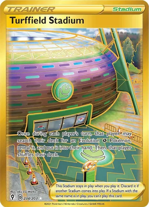 Turffield Stadium Secret Rare #234/203 Holofoil Pokémon card from Evolving Skies