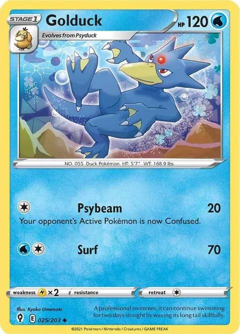 Golduck #025/203 Reverse Holofoil Pokémon card from Evolving Skies