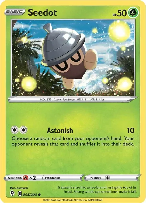 Seedot #005/203 Reverse Holofoil Pokémon card from Evolving Skies
