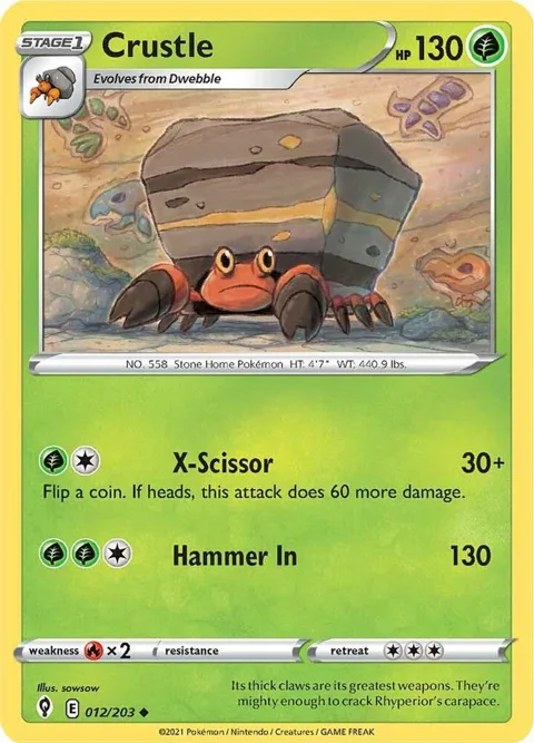 Crustle #012/203 Reverse Holofoil Pokémon card from Evolving Skies