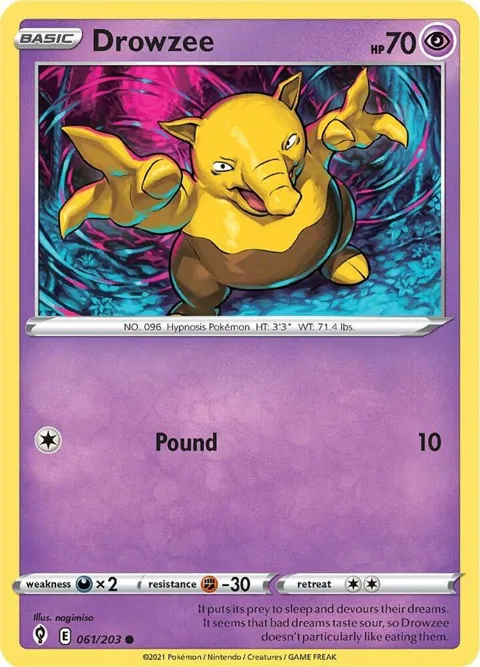 Drowzee #061/203 Reverse Holofoil Pokémon card from Evolving Skies