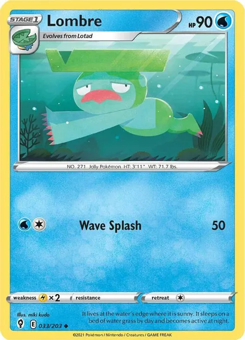 Lombre #033/203 Reverse Holofoil Pokémon card from Evolving Skies