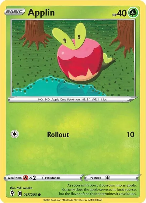 Applin #017/203 Pokémon card from Evolving Skies