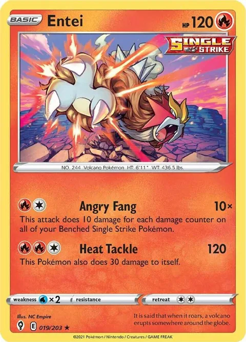 Entei #019/203 Reverse Holofoil Pokémon card from Evolving Skies