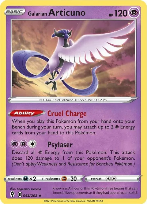 Galarian Articuno #063/203 Holofoil Pokémon card from Evolving Skies