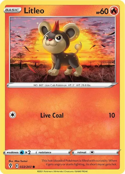 Litleo #022/203 Pokémon card from Evolving Skies