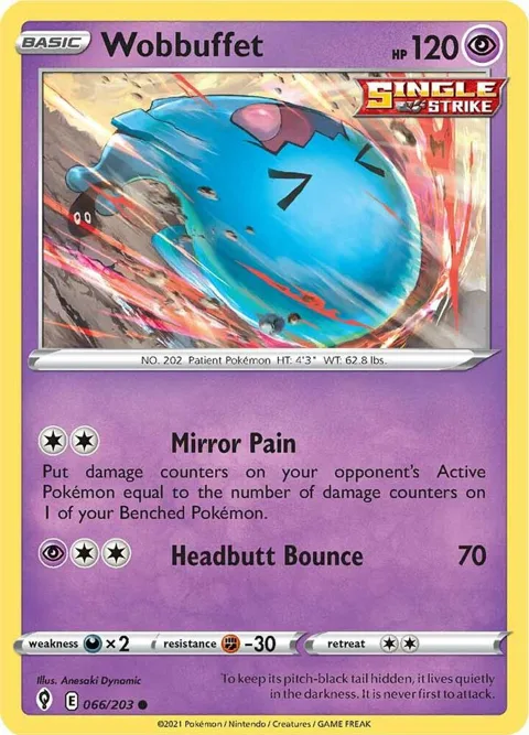 Wobbuffet #066/203 Reverse Holofoil Pokémon card from Evolving Skies