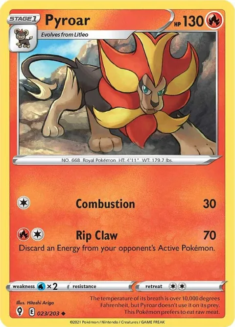 Pyroar #023/203 Pokémon card from Evolving Skies