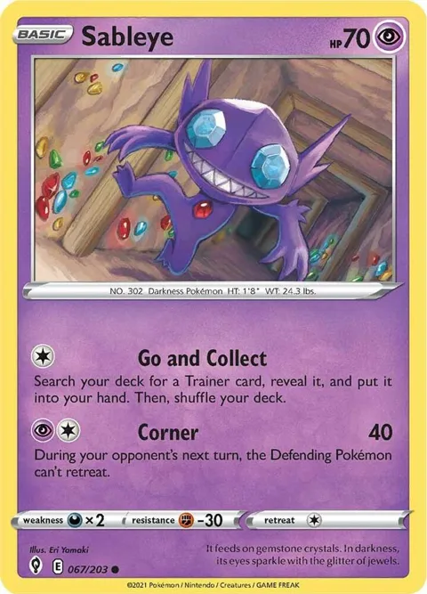 Sableye #067/203 Reverse Holofoil Pokémon card from Evolving Skies