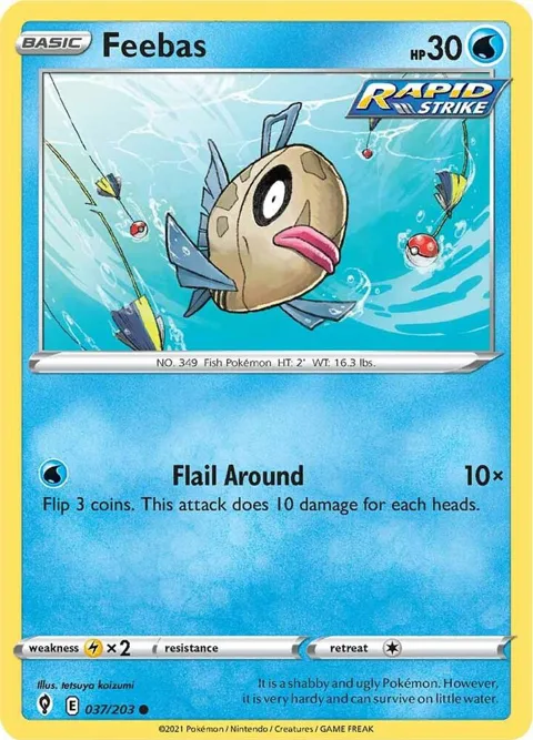 Feebas #037/203 Reverse Holofoil Pokémon card from Evolving Skies