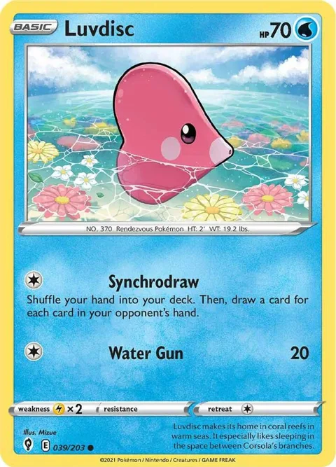 Luvdisc #039/203 Pokémon card from Evolving Skies