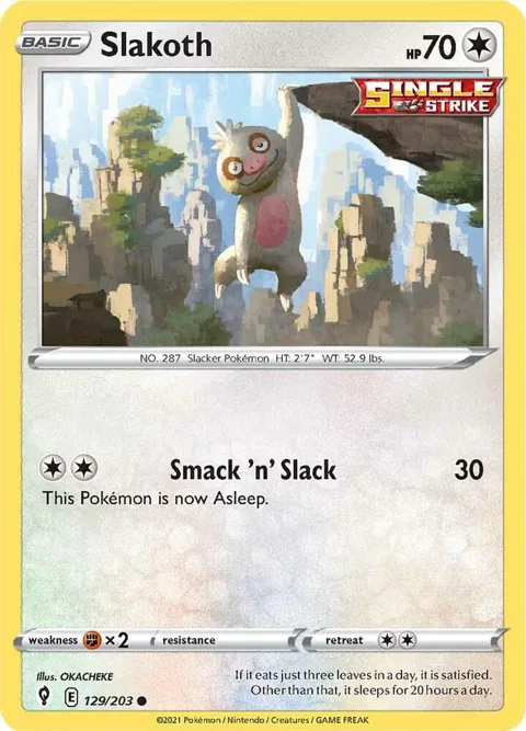Slakoth #129/203 Pokémon card from Evolving Skies