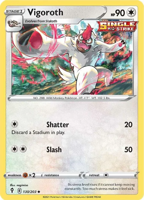 Vigoroth #130/203 Reverse Holofoil Pokémon card from Evolving Skies