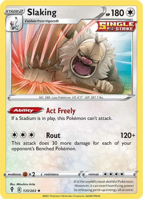 Slaking #131/203 Holofoil Pokémon card from Evolving Skies