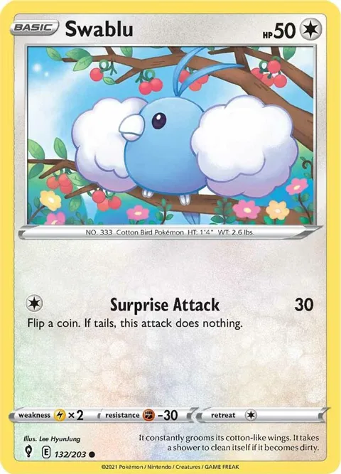Swablu #132/203 Pokémon card from Evolving Skies