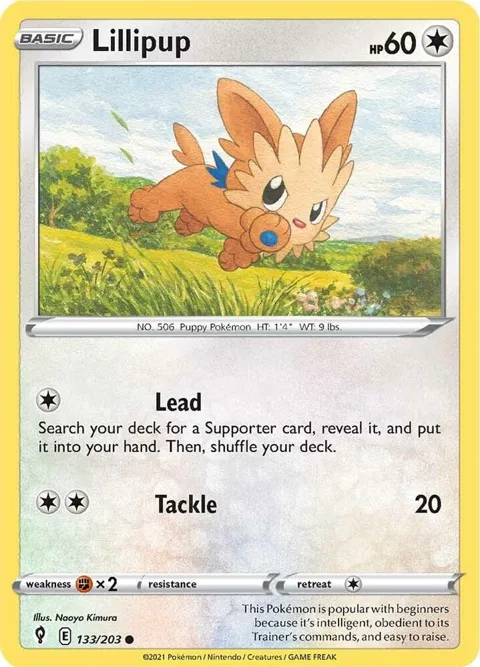 Lillipup #133/203 Pokémon card from Evolving Skies