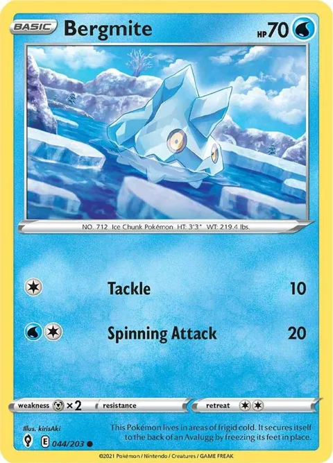 Bergmite #044/203 Reverse Holofoil Pokémon card from Evolving Skies