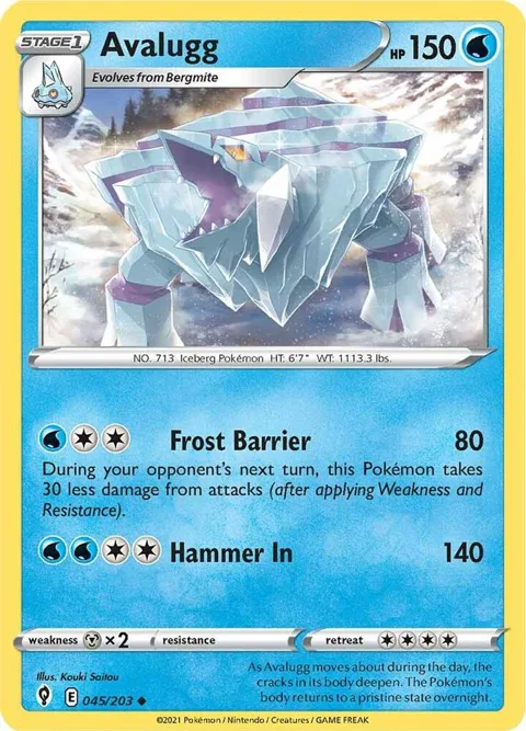 Avalugg #045/203 Reverse Holofoil Pokémon card from Evolving Skies