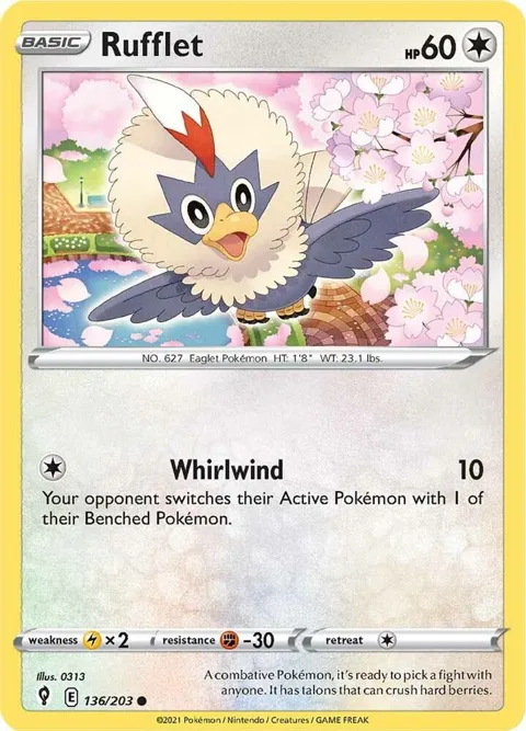 Rufflet #136/203 Pokémon card from Evolving Skies