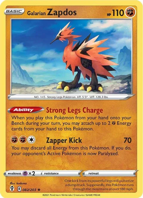 Galarian Zapdos #082/203 Holofoil Pokémon card from Evolving Skies