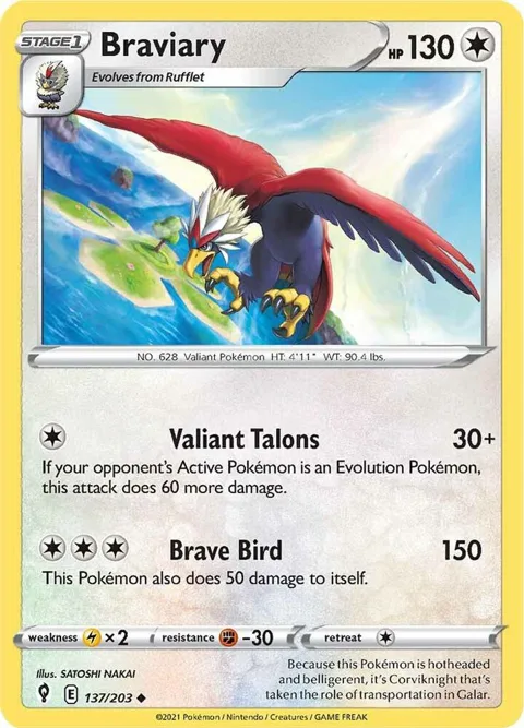 Braviary #137/203 Pokémon card from Evolving Skies