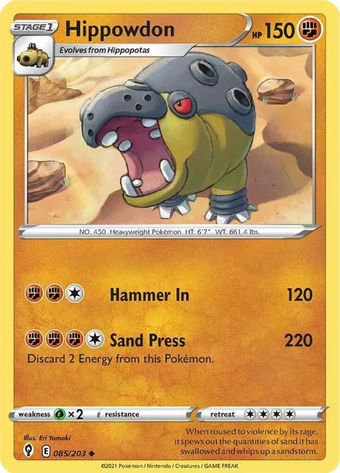 Hippowdon #085/203 Reverse Holofoil Pokémon card from Evolving Skies