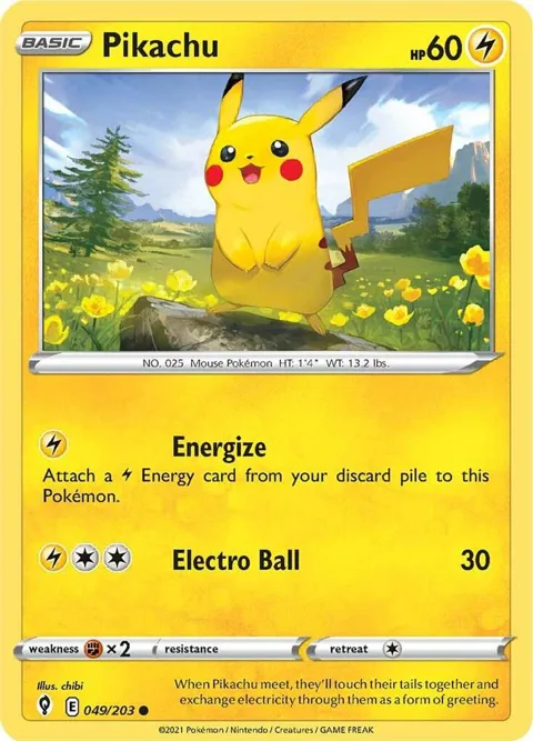 Pikachu #049/203 Reverse Holofoil Pokémon card from Evolving Skies