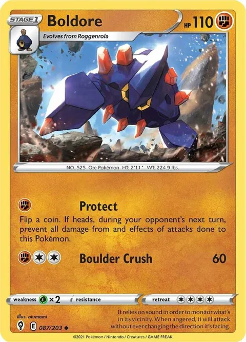 Boldore #087/203 Reverse Holofoil Pokémon card from Evolving Skies