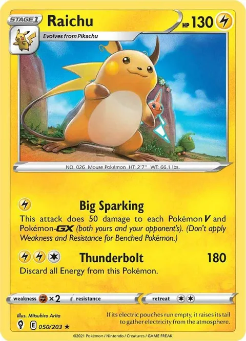 Raichu #050/203 Reverse Holofoil Pokémon card from Evolving Skies