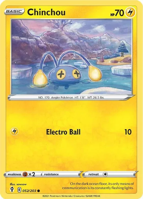 Chinchou #052/203 Reverse Holofoil Pokémon card from Evolving Skies