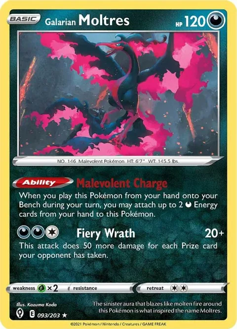Galarian Moltres #093/203 Holofoil Pokémon card from Evolving Skies