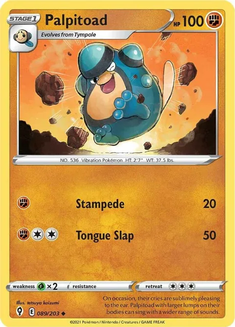 Palpitoad #089/203 Reverse Holofoil Pokémon card from Evolving Skies