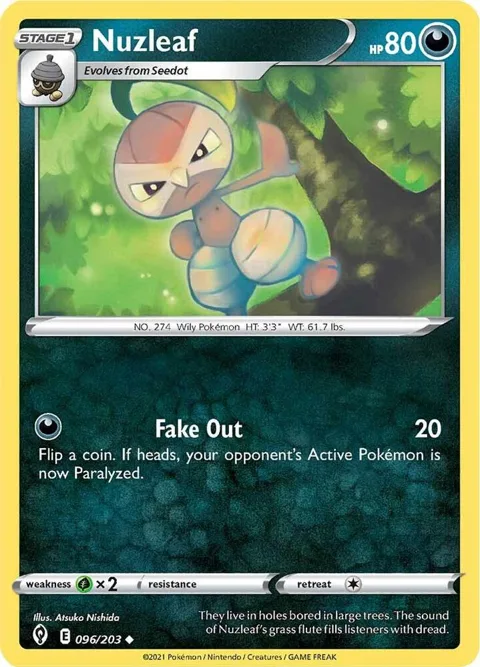 Nuzleaf #096/203 Pokémon card from Evolving Skies