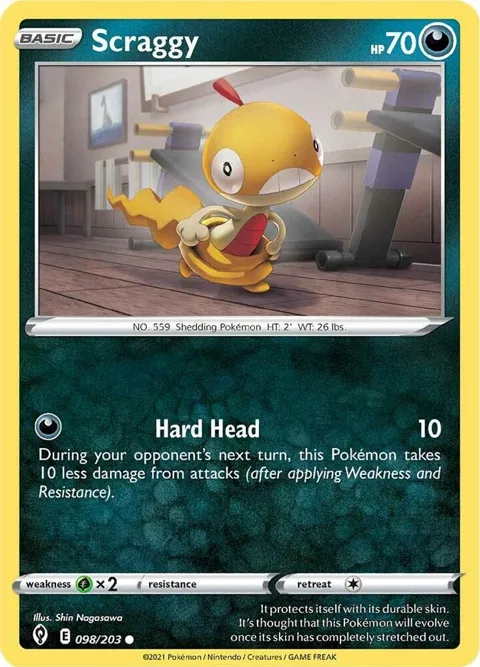 Scraggy #098/203 Reverse Holofoil Pokémon card from Evolving Skies