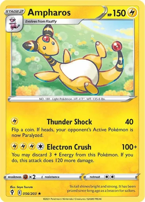 Ampharos #056/203 Reverse Holofoil Pokémon card from Evolving Skies
