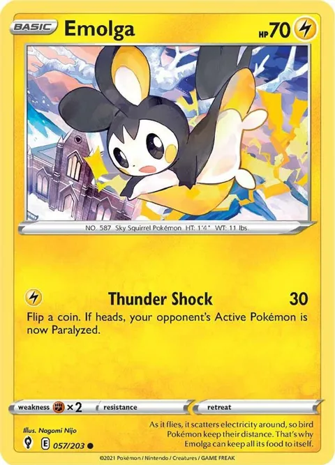 Emolga #057/203 Reverse Holofoil Pokémon card from Evolving Skies