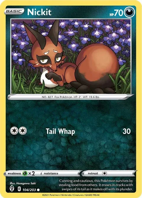 Nickit #104/203 Pokémon card from Evolving Skies