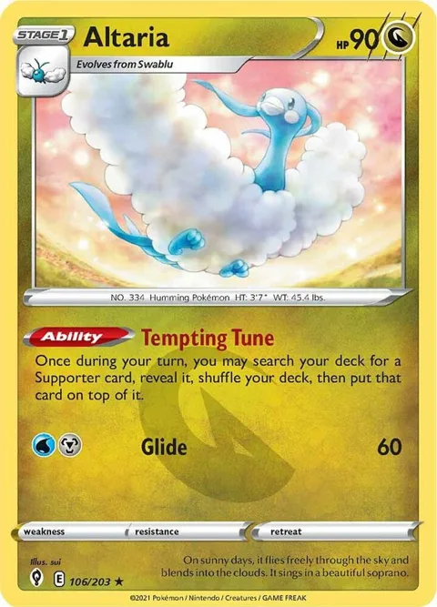 Altaria #106/203 Reverse Holofoil Pokémon card from Evolving Skies