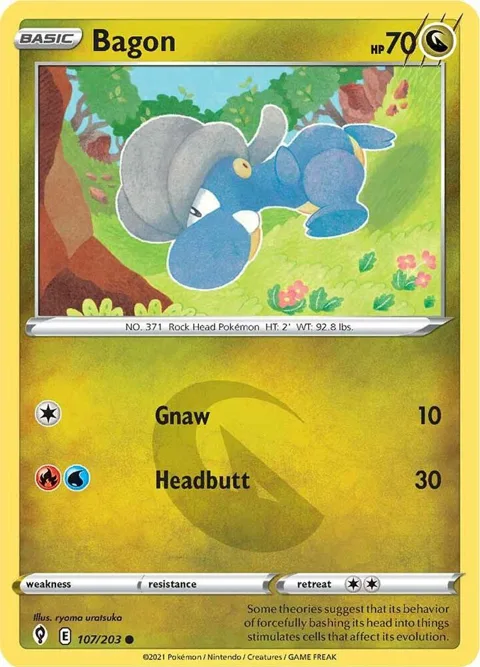 Bagon #107/203 Pokémon card from Evolving Skies