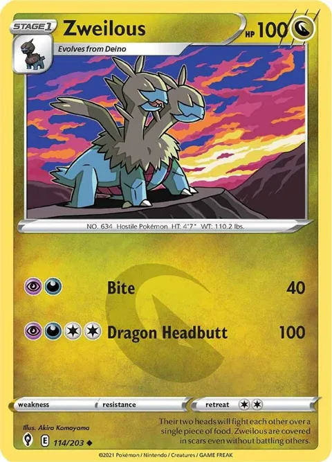 Zweilous #114/203 Pokémon card from Evolving Skies