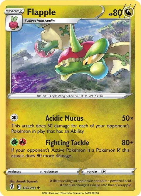 Flapple #120/203 Reverse Holofoil Pokémon card from Evolving Skies