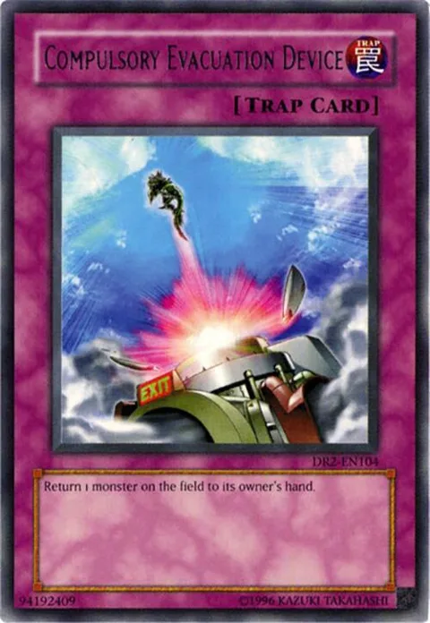 Compulsory Evacuation Device DR2-EN104 Yu-Gi-Oh card from Dark Revelation Volume 2