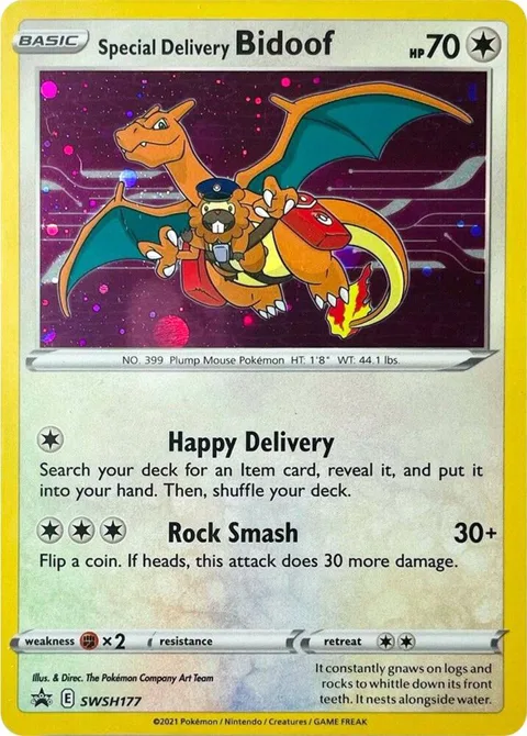 Special Delivery Bidoof #SWSH177 Holofoil Pokémon card from Sword & Shield Promo Cards