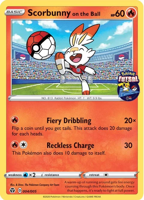 Scorbunny on the Ball - 004/005 Pokemon Futsal #004/005 Pokémon card from Miscellaneous Cards & Products