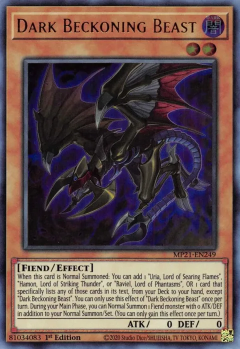 Dark Beckoning Beast MP21-EN249 Yu-Gi-Oh card from 2021 Tin of Ancient Battles