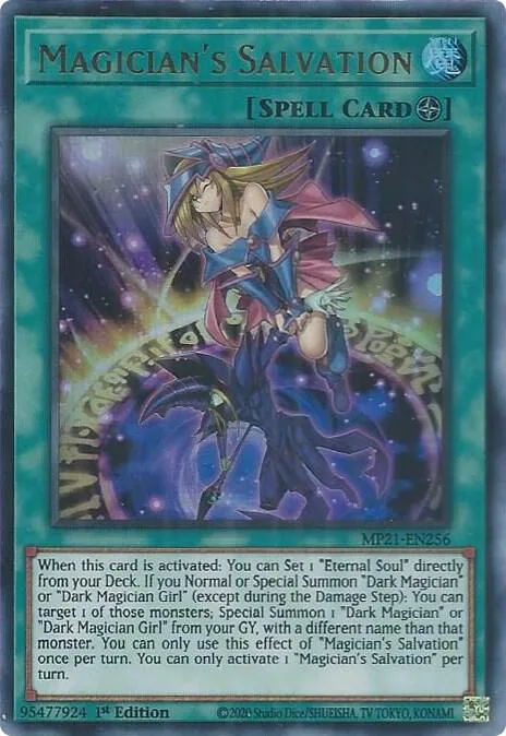 Magician's Salvation MP21-EN256 Yu-Gi-Oh card from 2021 Tin of Ancient Battles