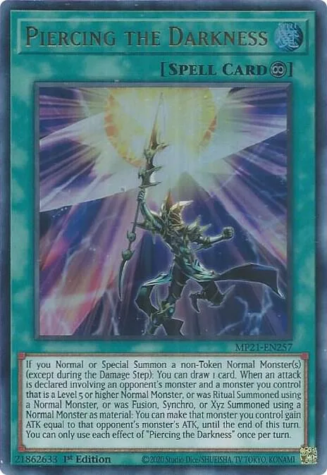 Piercing the Darkness MP21-EN257 Yu-Gi-Oh card from 2021 Tin of Ancient Battles