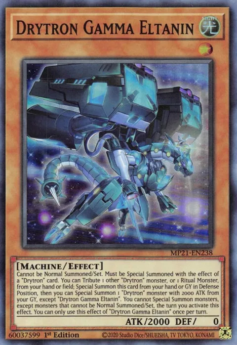 Drytron Gamma Eltanin MP21-EN238 Yu-Gi-Oh card from 2021 Tin of Ancient Battles