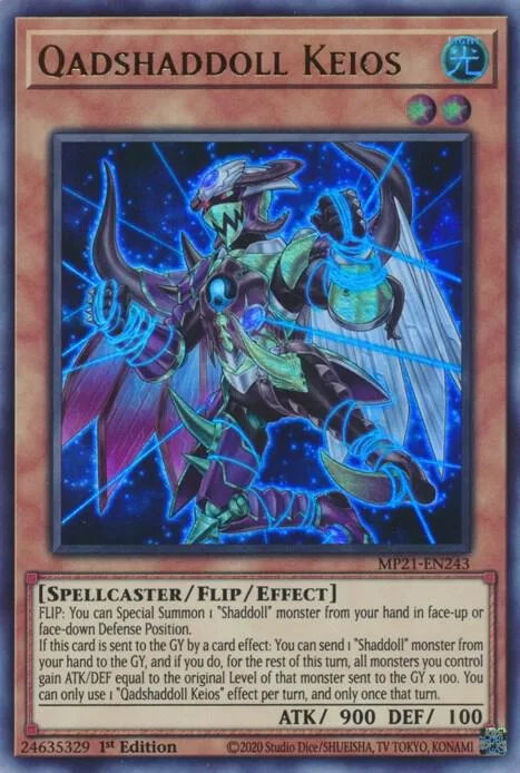 Qadshaddoll Keios MP21-EN243 Yu-Gi-Oh card from 2021 Tin of Ancient Battles